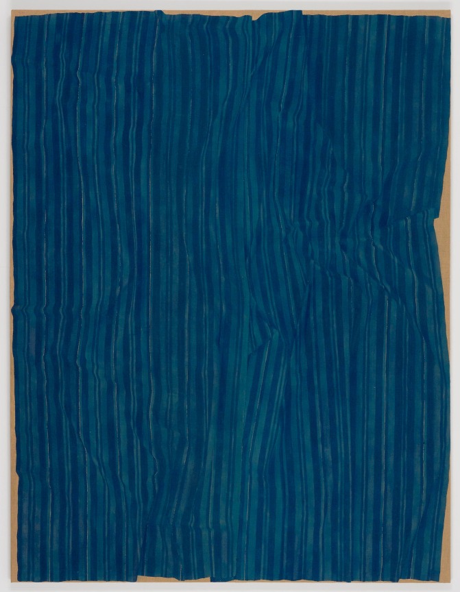 realistic painting of a loosely laid out blue fabric