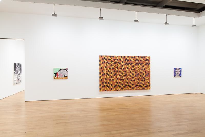installation view of three artworks