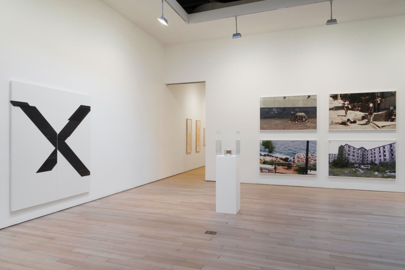 installation view of several artworks