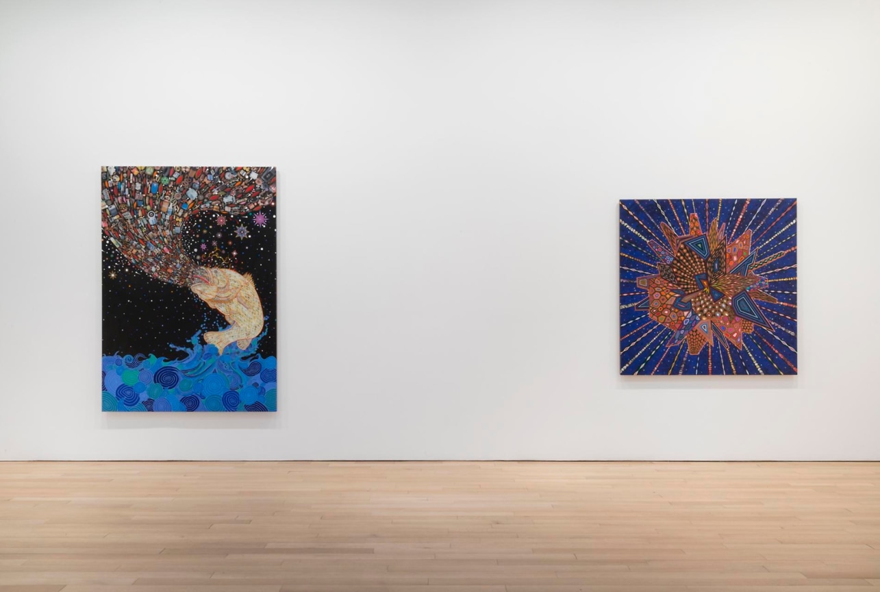installation view of two artworks
