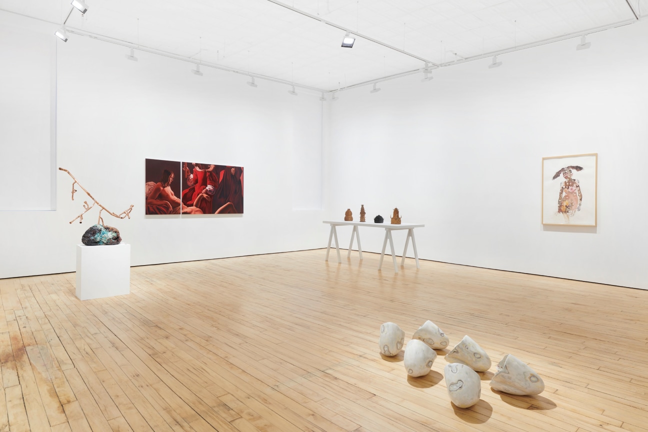 view of several artworks