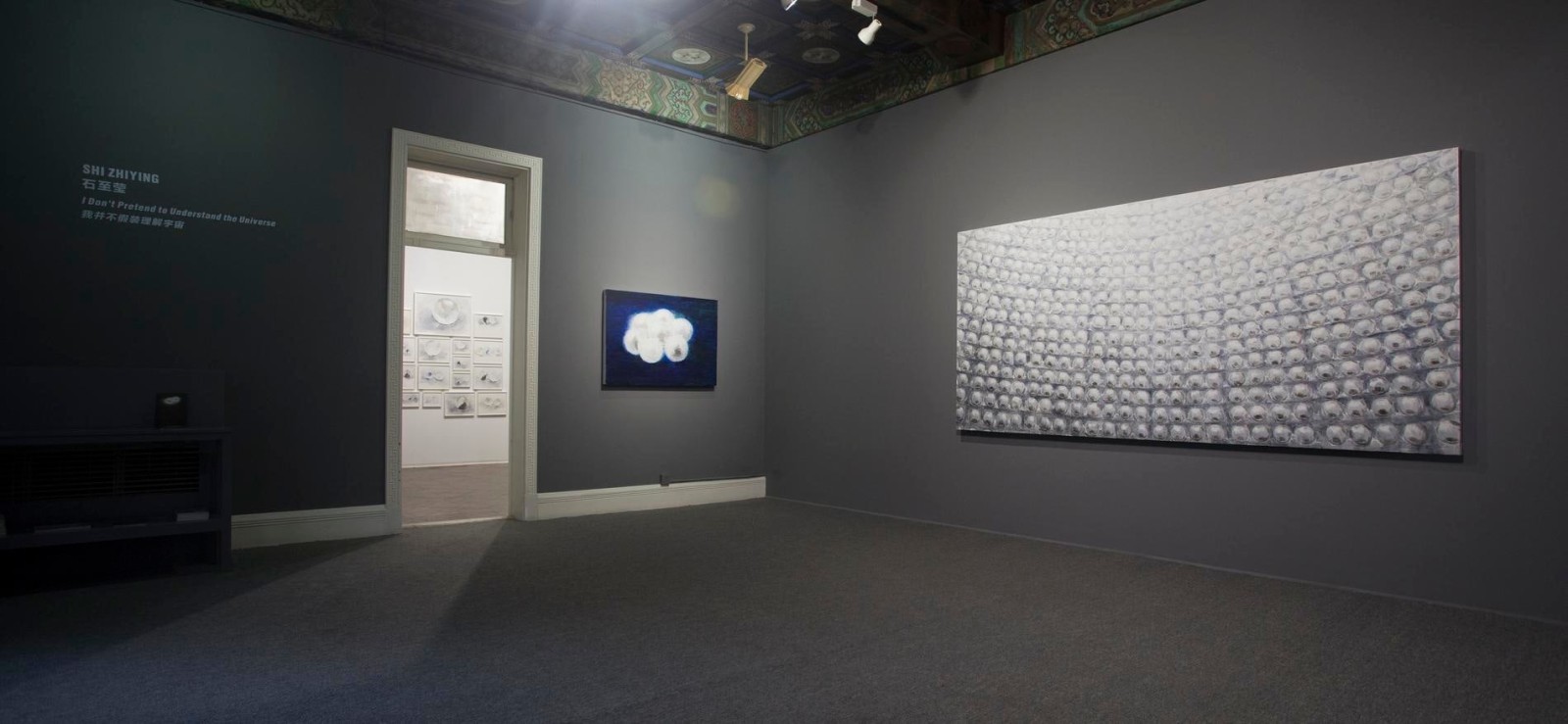 Installation view of two artworks at the exhibition entrance