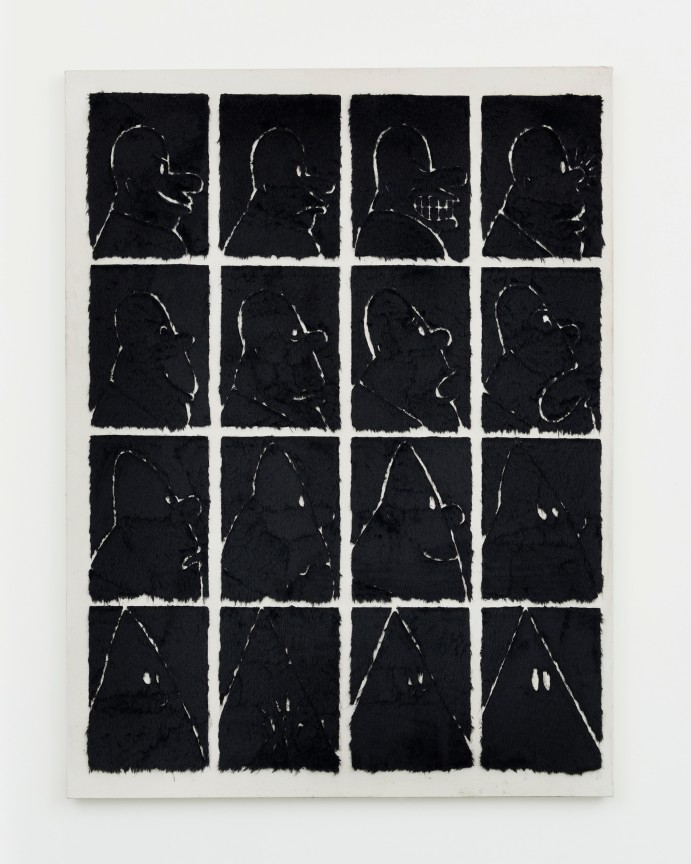 Image of a Trenton Doyle Hancock acrylic and faux fur work on canvas