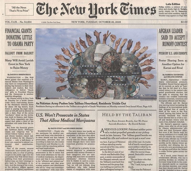 newspaper with an added collage