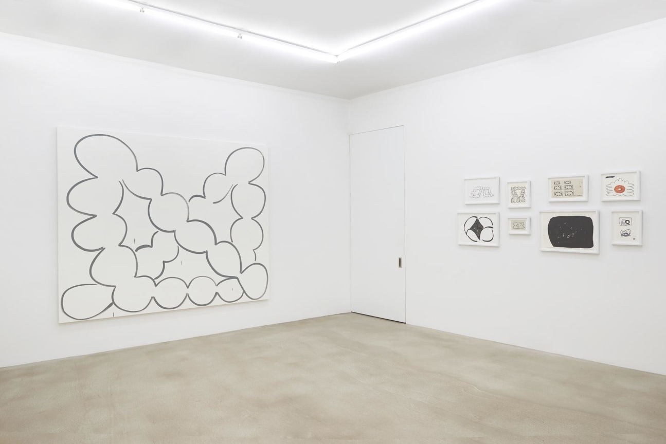 installation image of several artworks