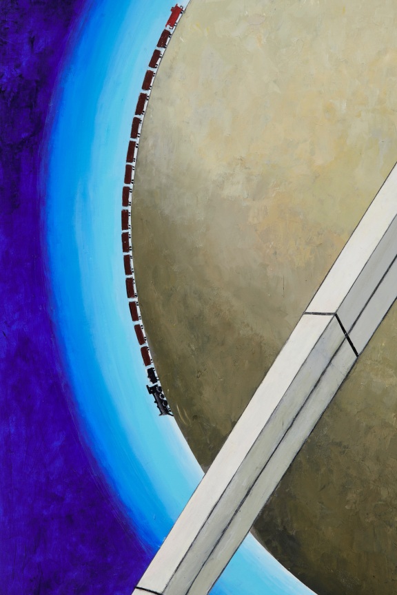 a train running on the surface of the moon