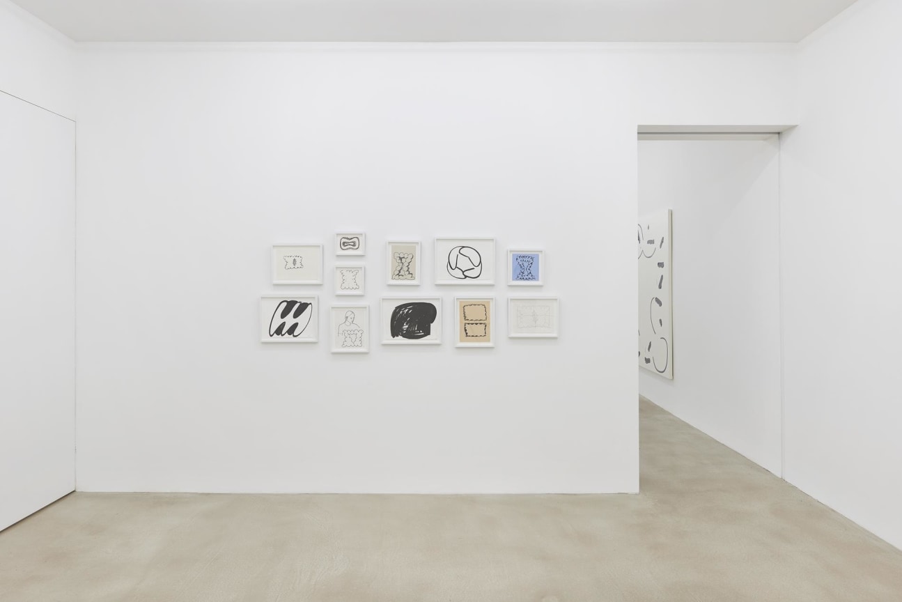 installation image of several artworks