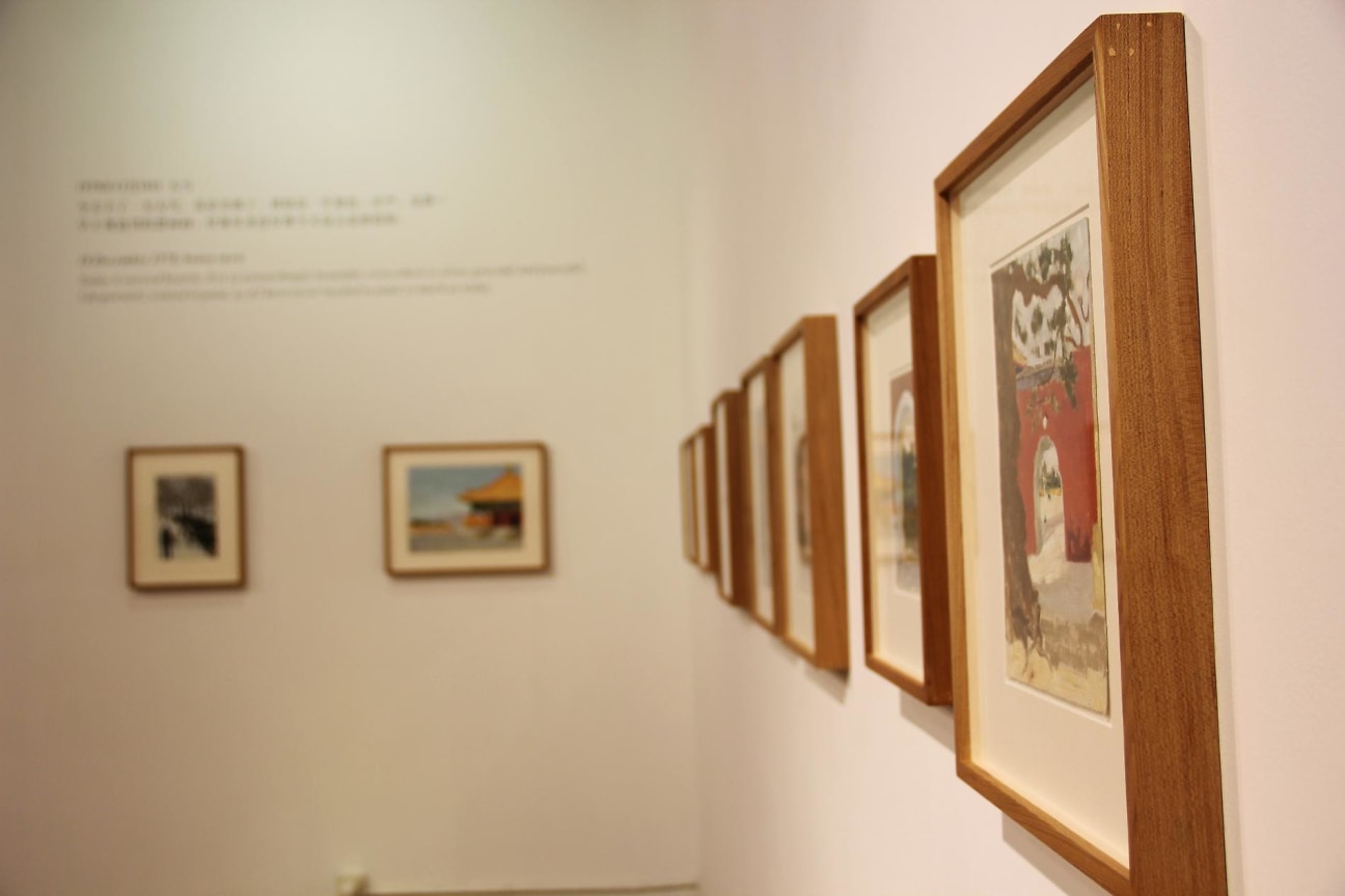 installation view of several paintings