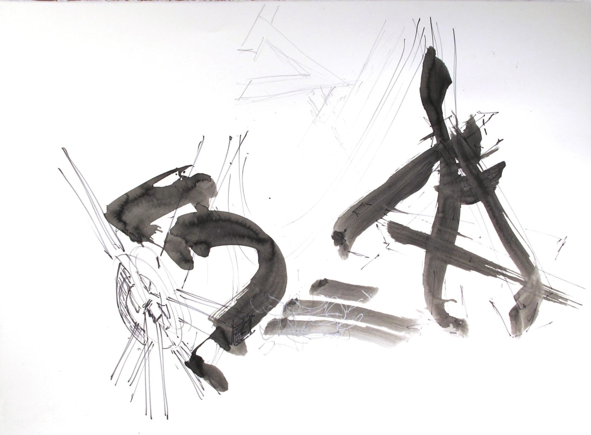 abstract drawing that looks like a study for the artist's sculptures