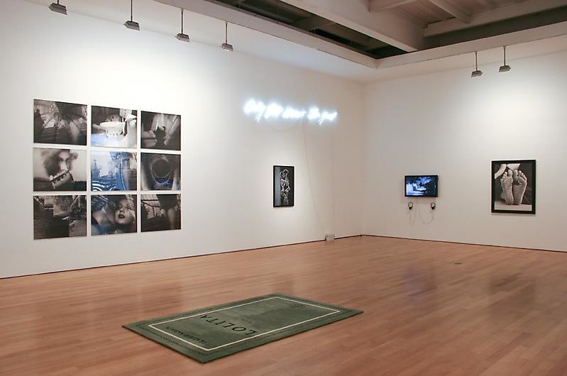 installation view of several artworks