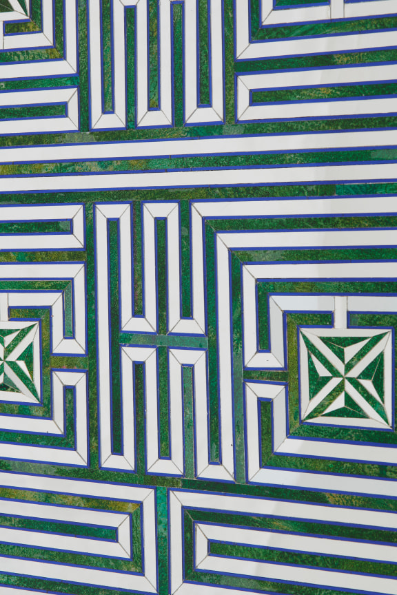 glass tiles forming a maze