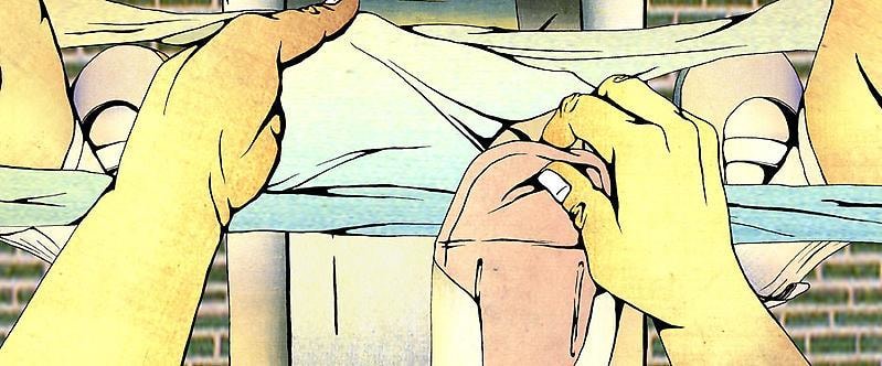 point of view of a person seated on a toilet