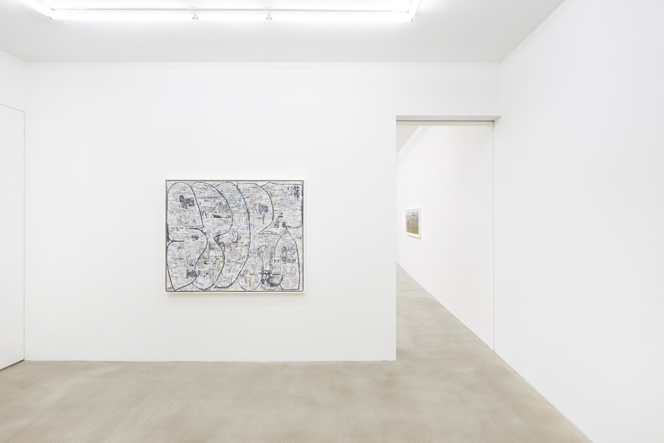 Installation view of several artworks