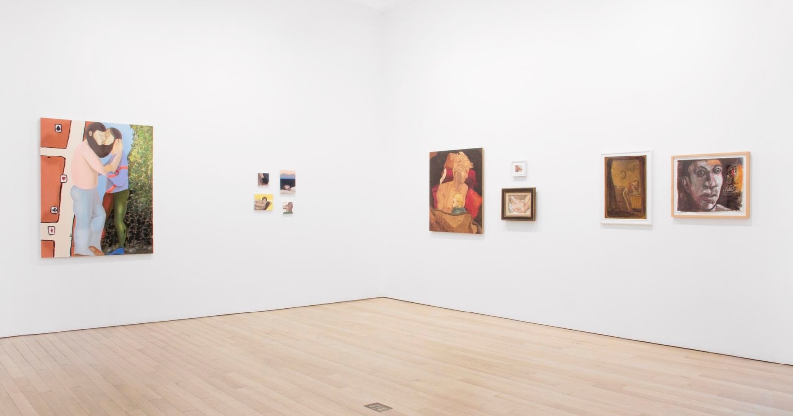 installation view of several artworks