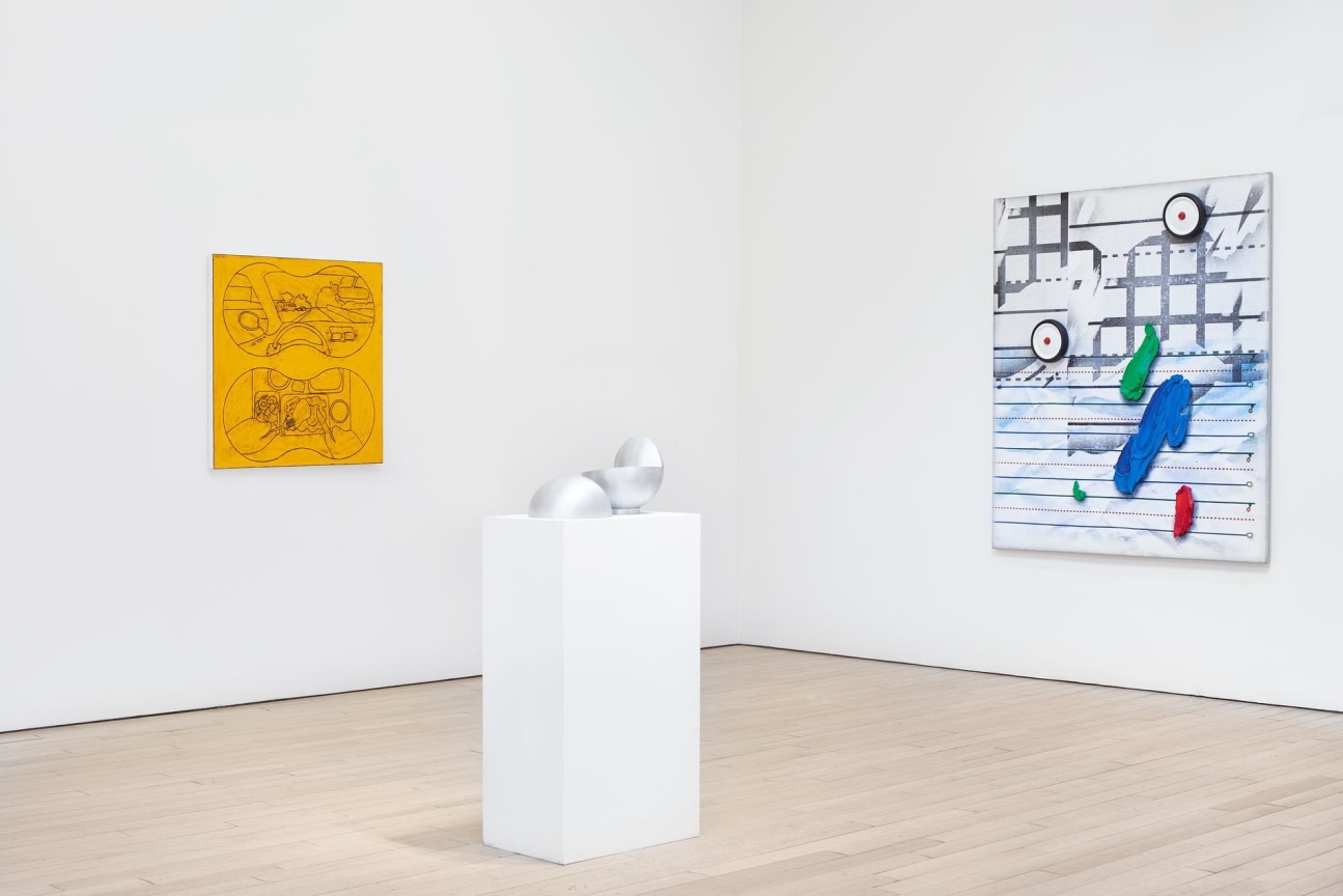 installation view of several artworks