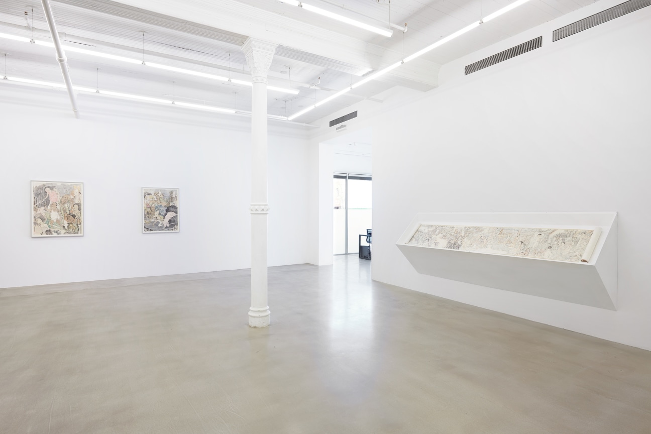 installation view of several artworks