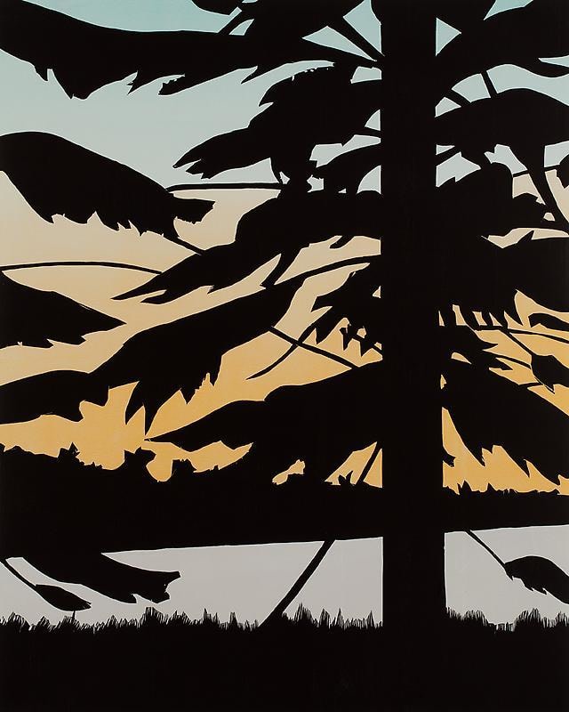 silhouette of a forest under the twilight sky