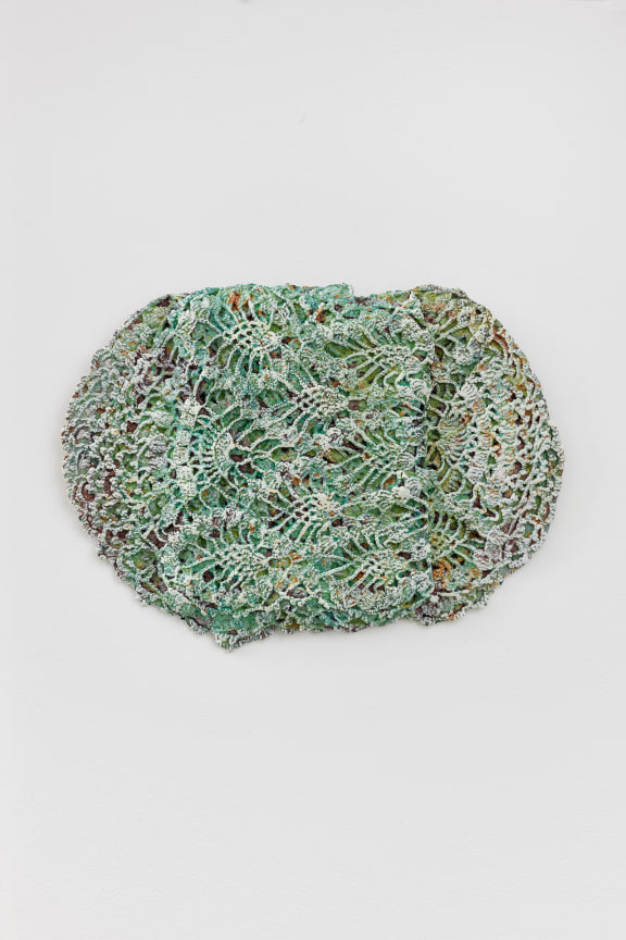 Image of an untitled 2023 artwork by Michelle Grabner made of bronze with oil paint