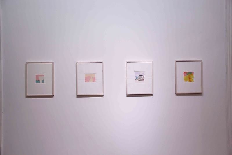 installation view of several artworks