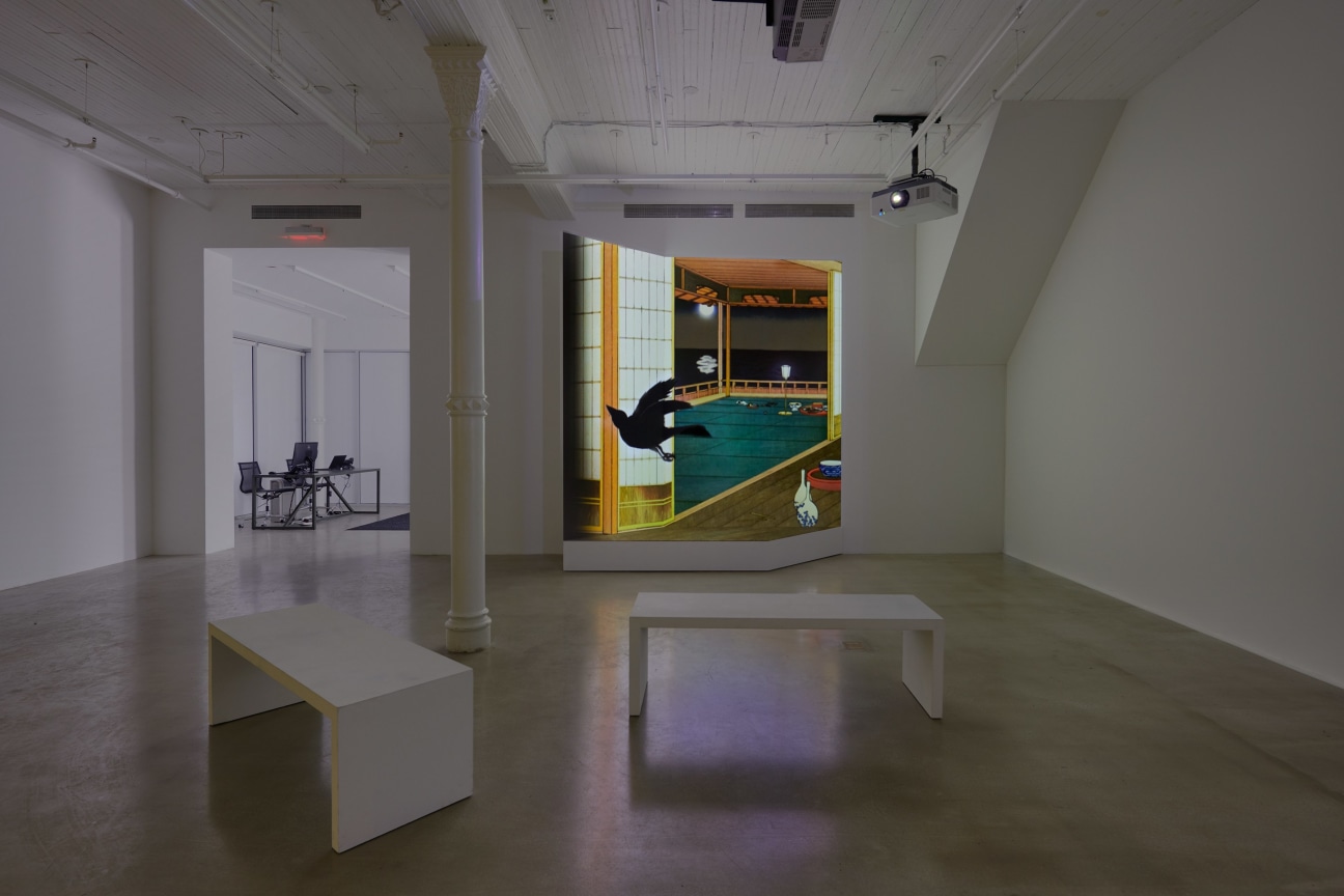 Installation view of Tabaimo's video