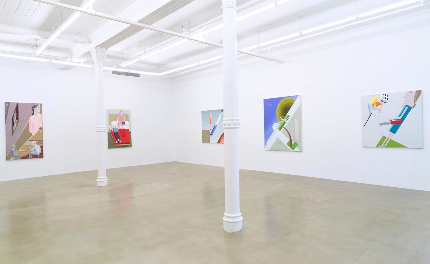 installation view of several artworks