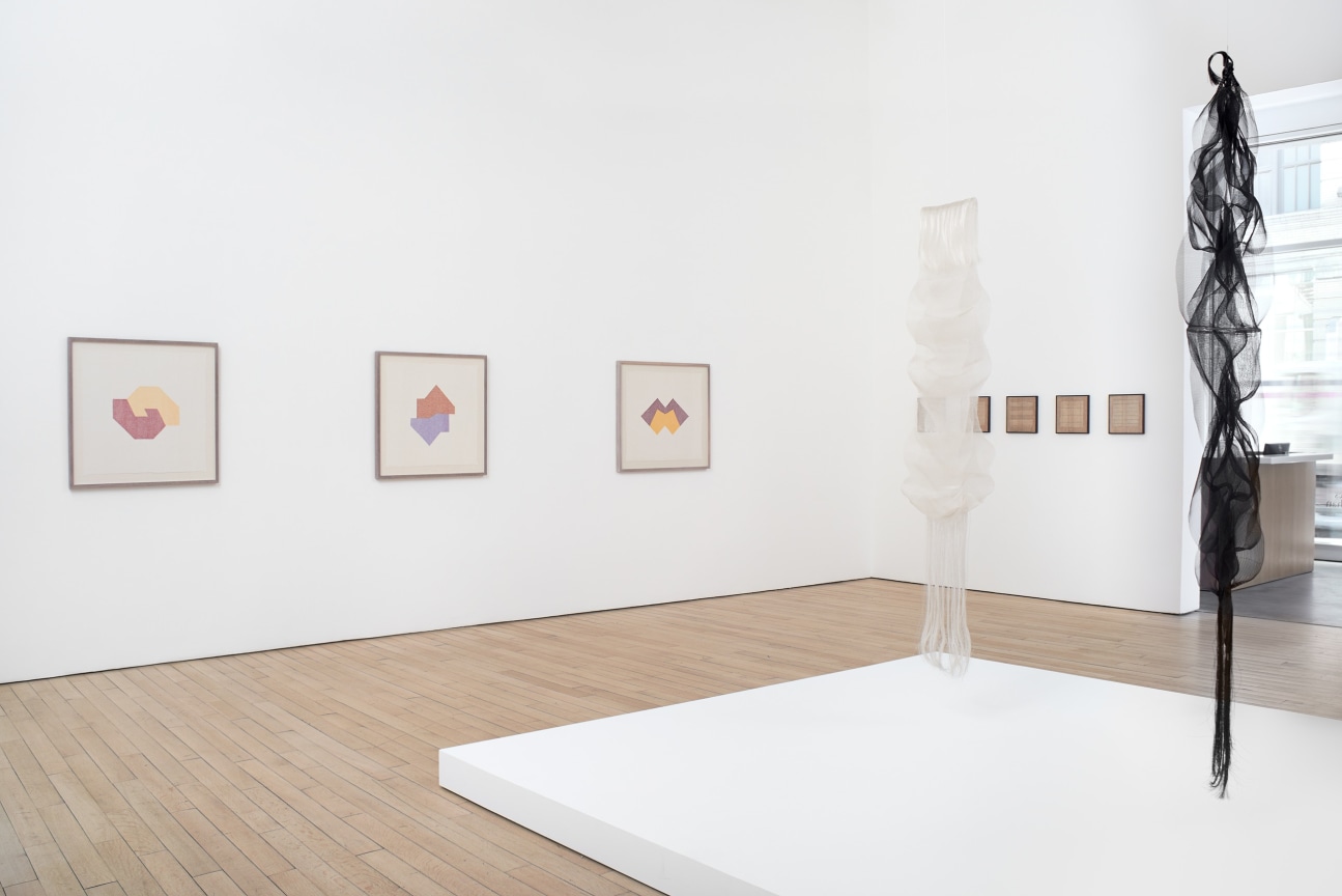 installation view of several artworks