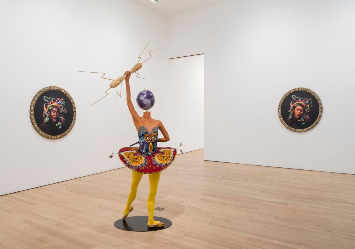 installation view of three artworks