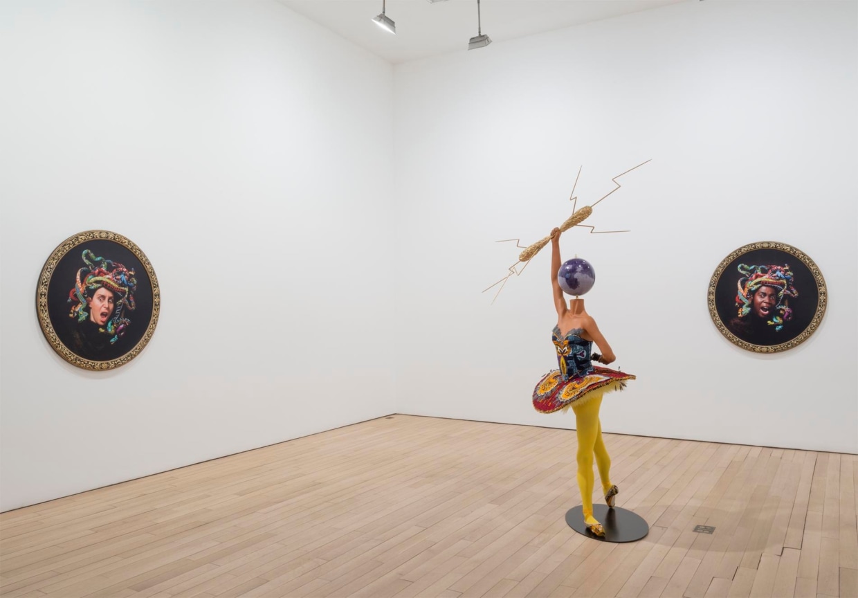 installation view of three artworks