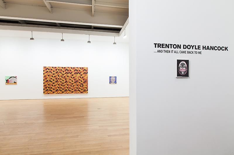 installation view of four artworks