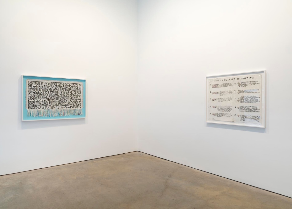 Installation view of two artworks
