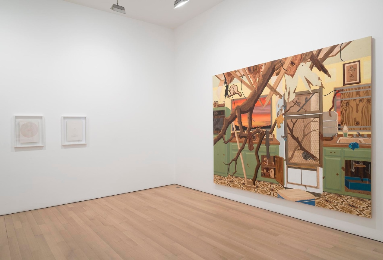 installation view of three artworks