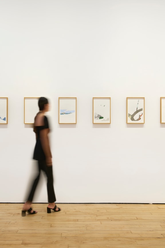 Installation view, Spencer Finch,&nbsp;One Hundred Famous Views of New York City (After Hiroshige),&nbsp;James Cohan, New York, NY, September 5 - October 4, 2025