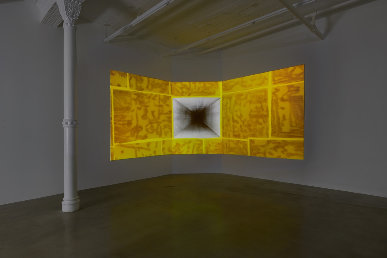 Installation view of Tabaimo's animated video