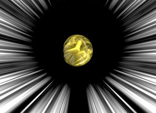 video still depicting a yellow orb in the center