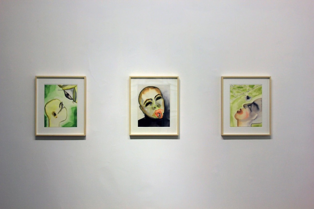 installation view of three artworks