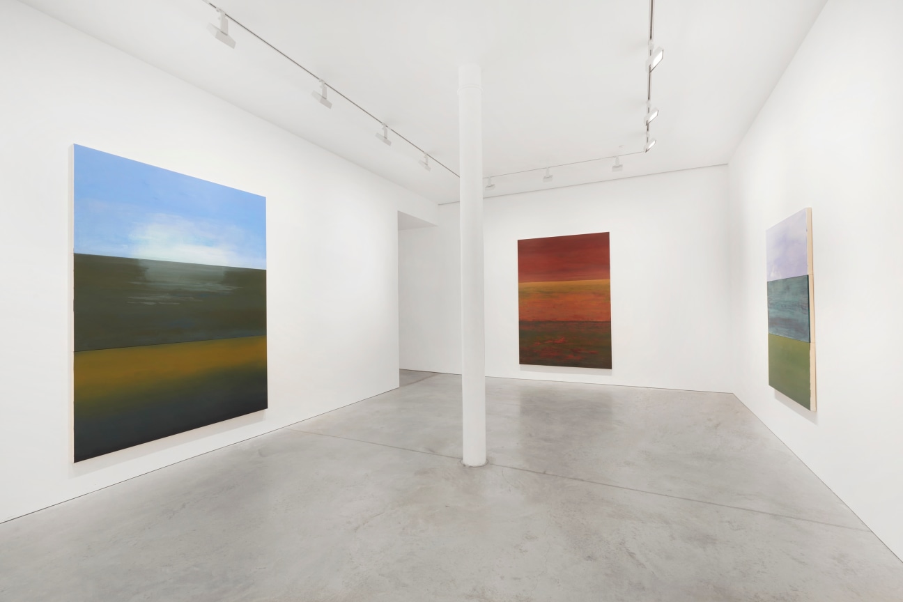 view of three paintings