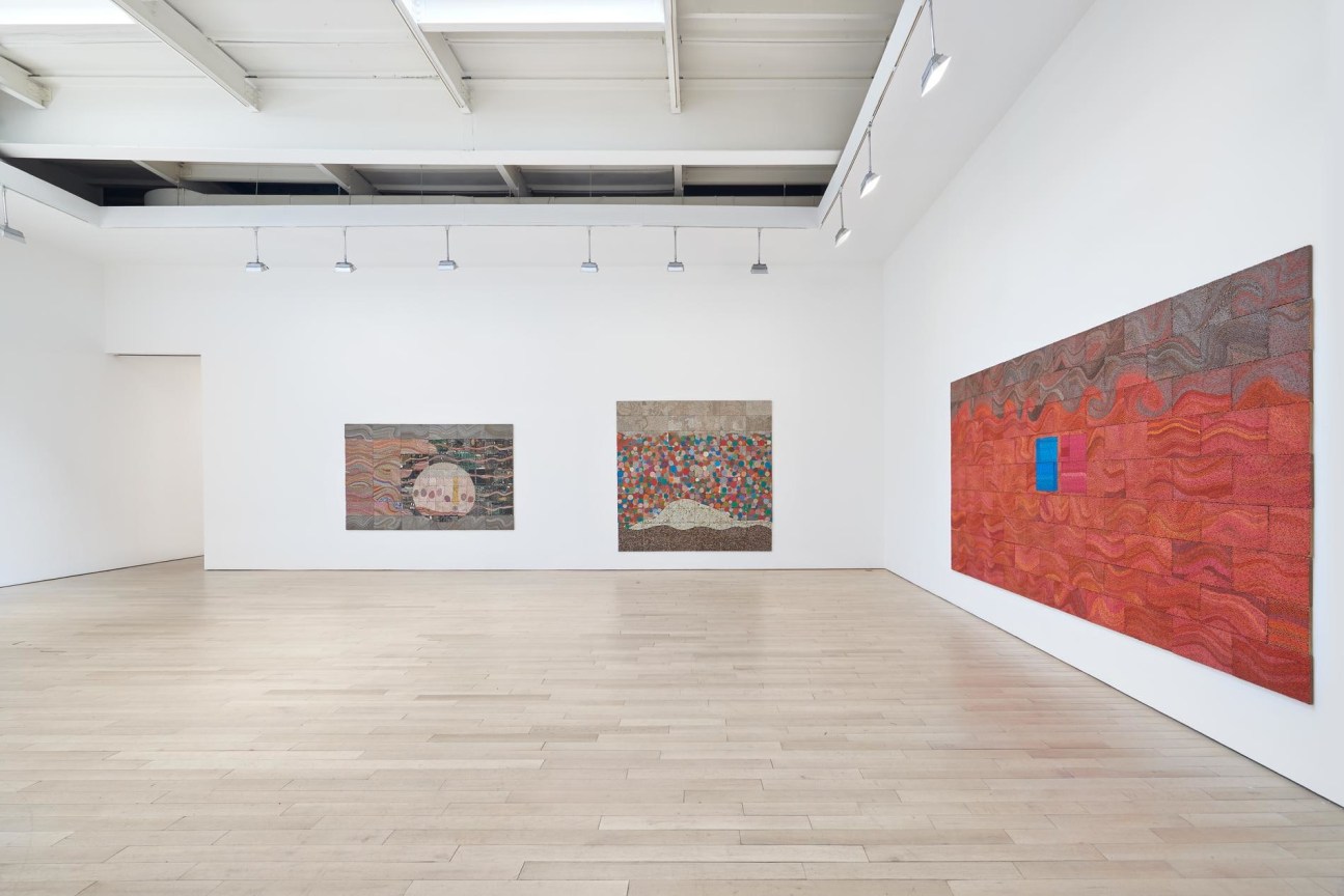 installation view of three artworks