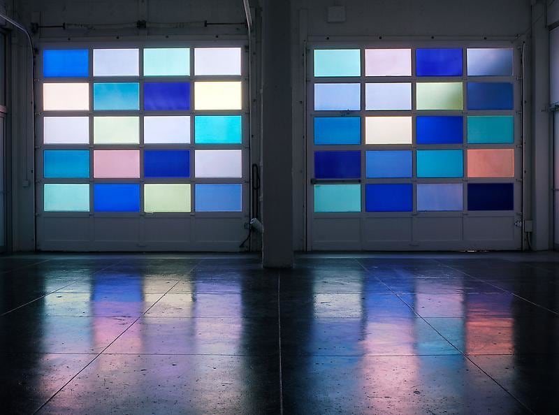 Sandblasted stained glass