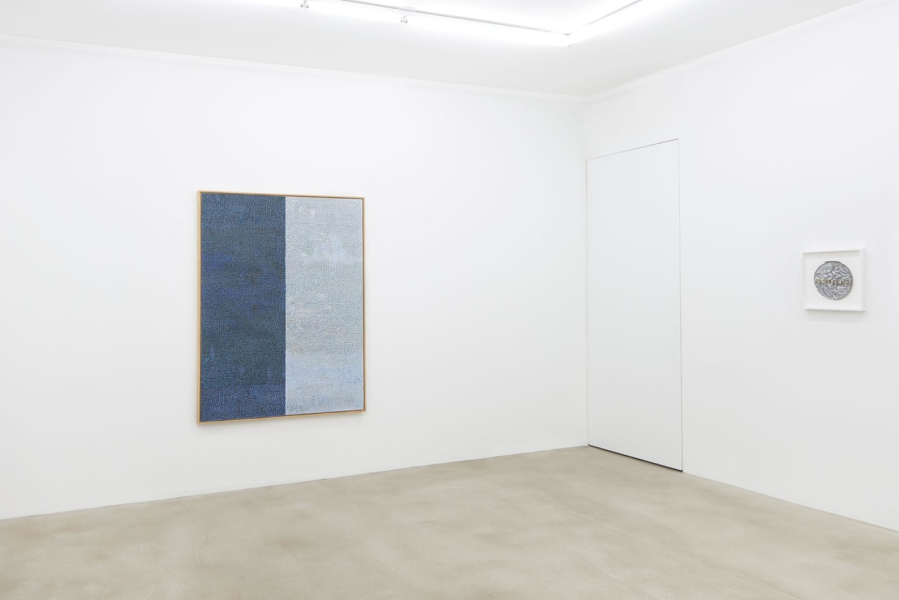 Installation view of several artworks