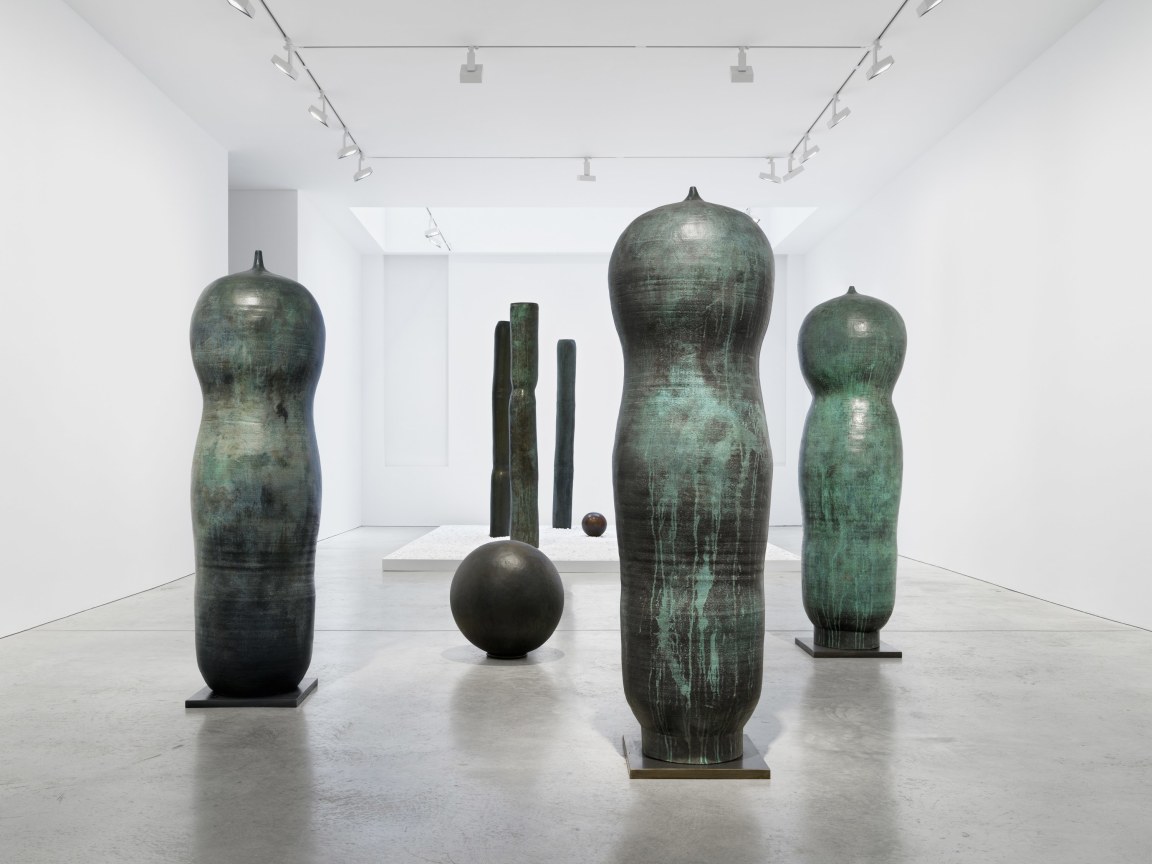 Installation view, Toshiko Takaezu,&nbsp;Bronzes,&nbsp;James Cohan, 48 Walker St, New York, NY, May 16 - July 25, 2025.