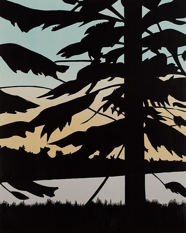 silhouette of a forest under the twilight sky