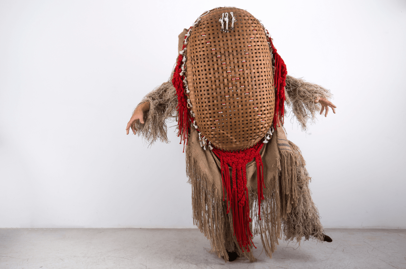 Image of Tuan Andrew Nguyen's sculpture titled Turtle Spirit Costume, 2017.