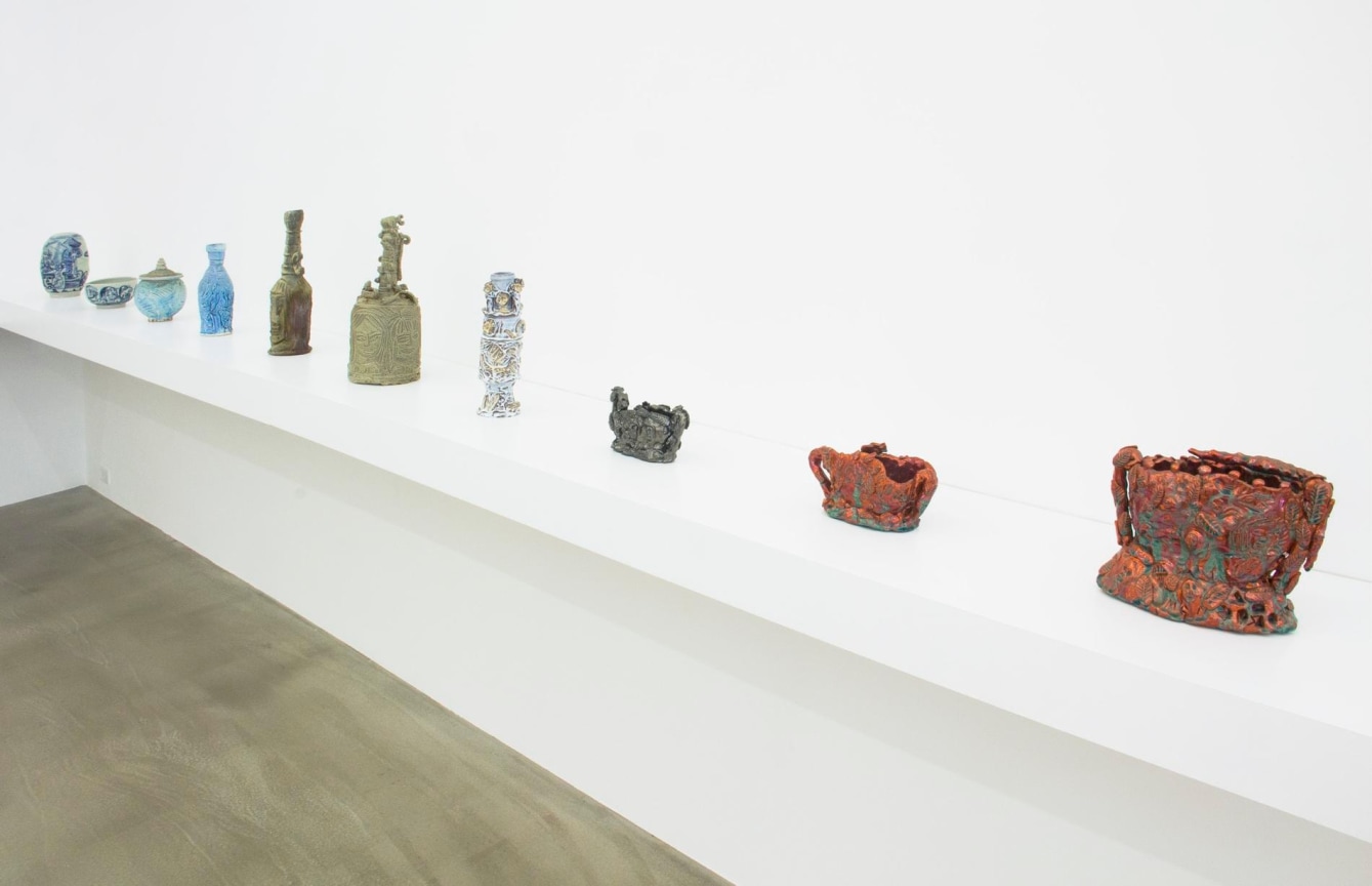 installation view of several sculptures