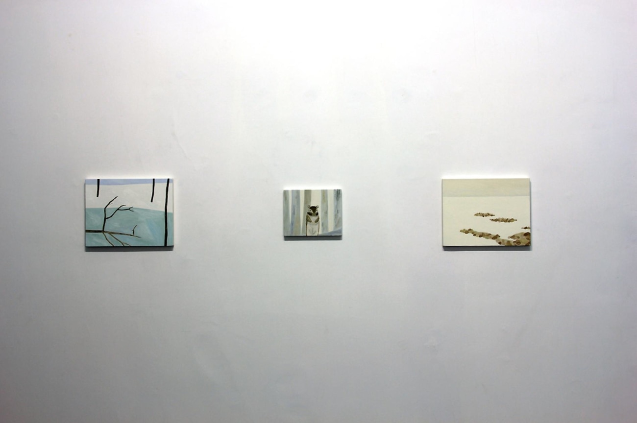 installation view of several artworks