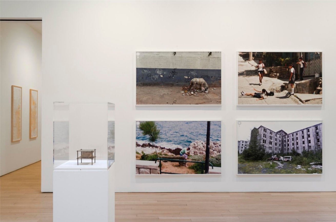 installation view of several artworks