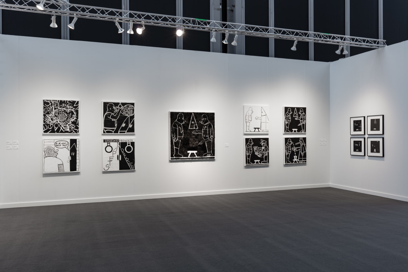 Installation View, Trenton Doyle Hancock, Frieze New York at the Shed, May 7-9, 2021. Photo by Silvia Ros.&nbsp;