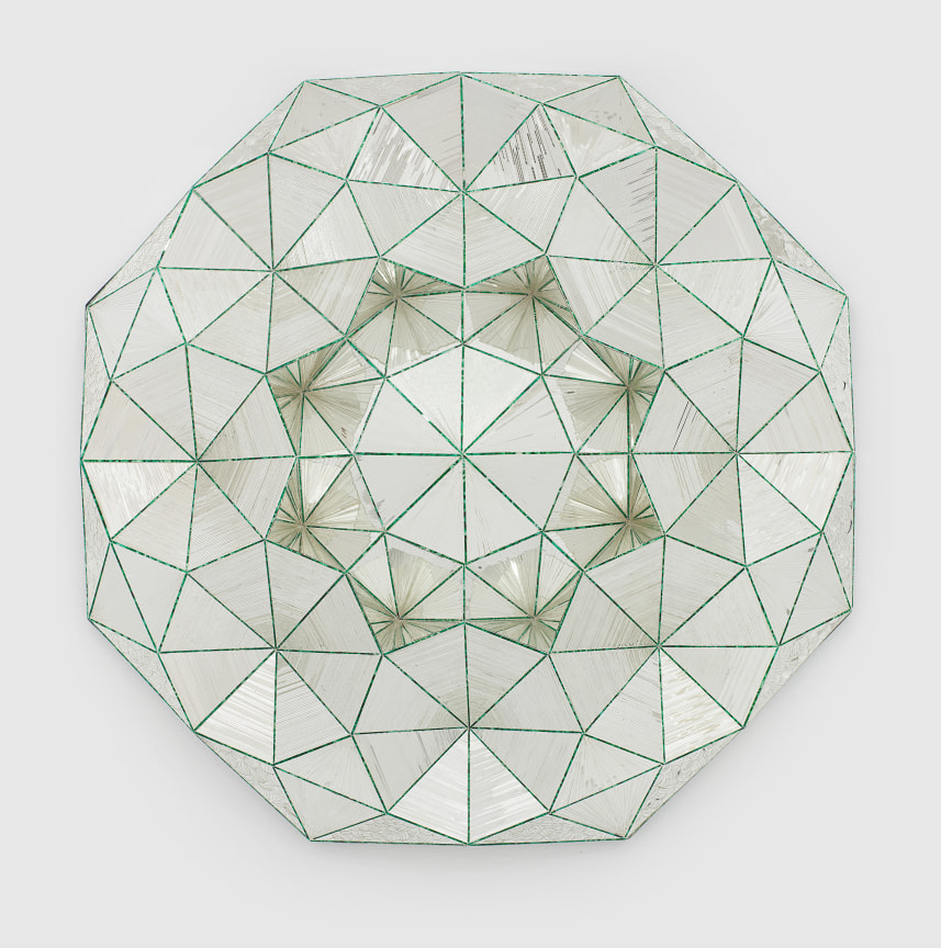Octagonal Sculpture of Reverse Painted Mirror Glass by MONIR SHAHROUDY FARMANFARMAIAN