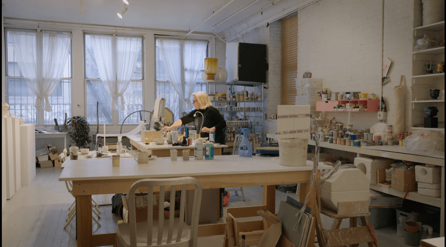 screenshot of kathy butterly in her studio