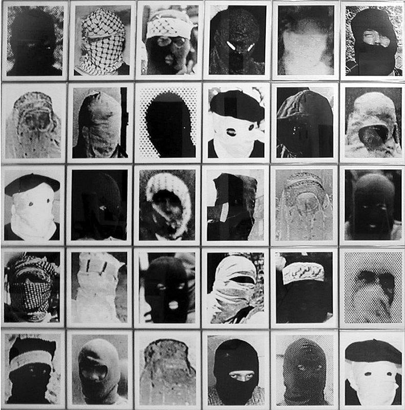 black and white photographs of masked faces