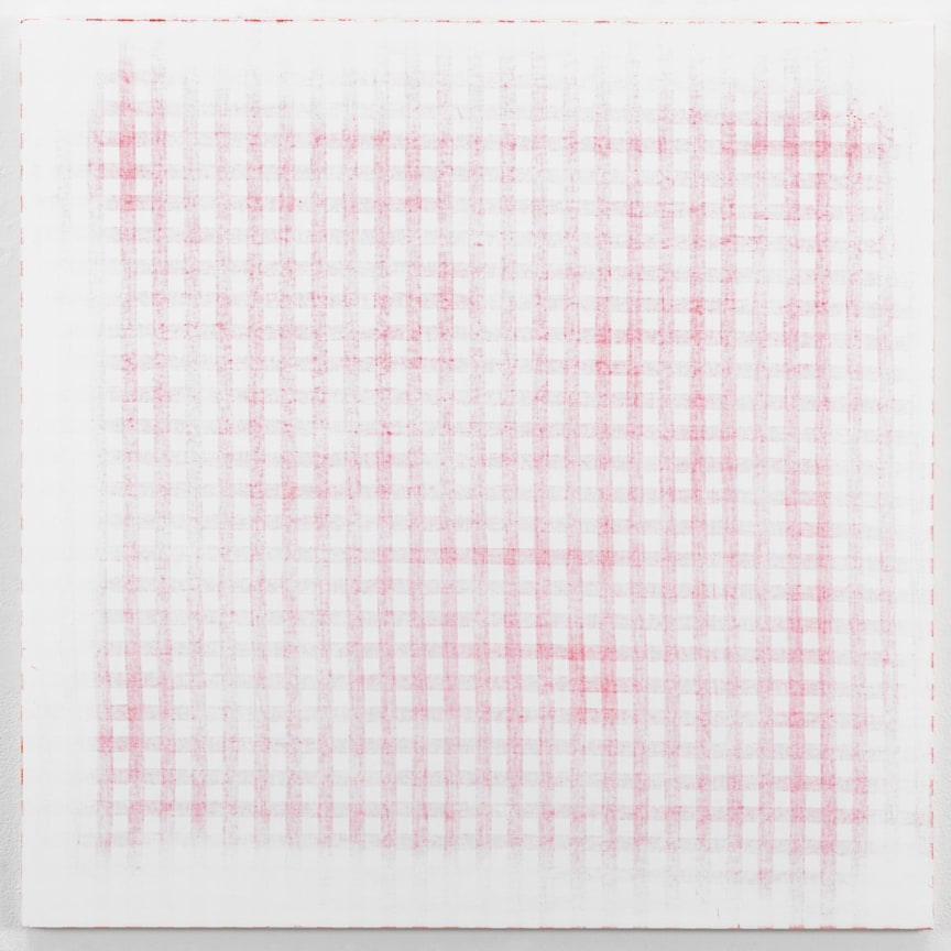 Fabric and gesso on panel